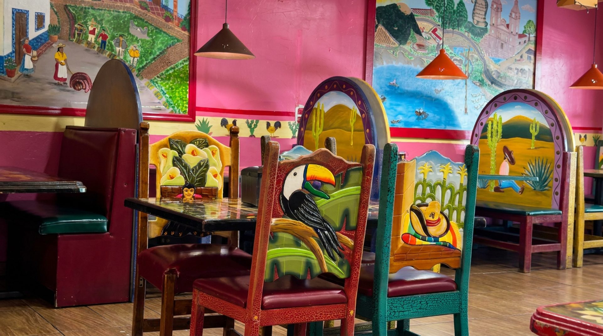 The colorful dining room